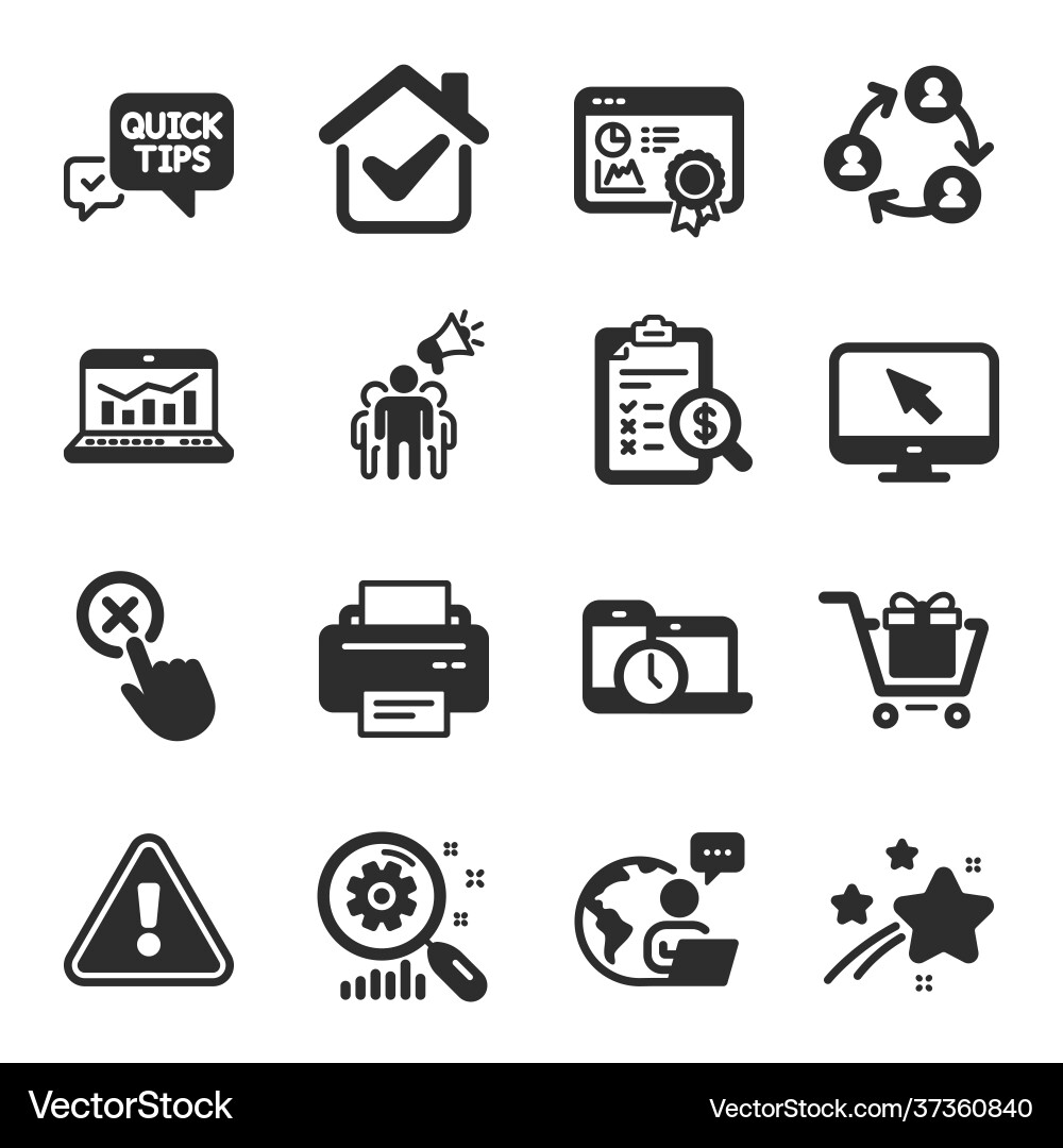 Set technology icons such as web analytics vector image