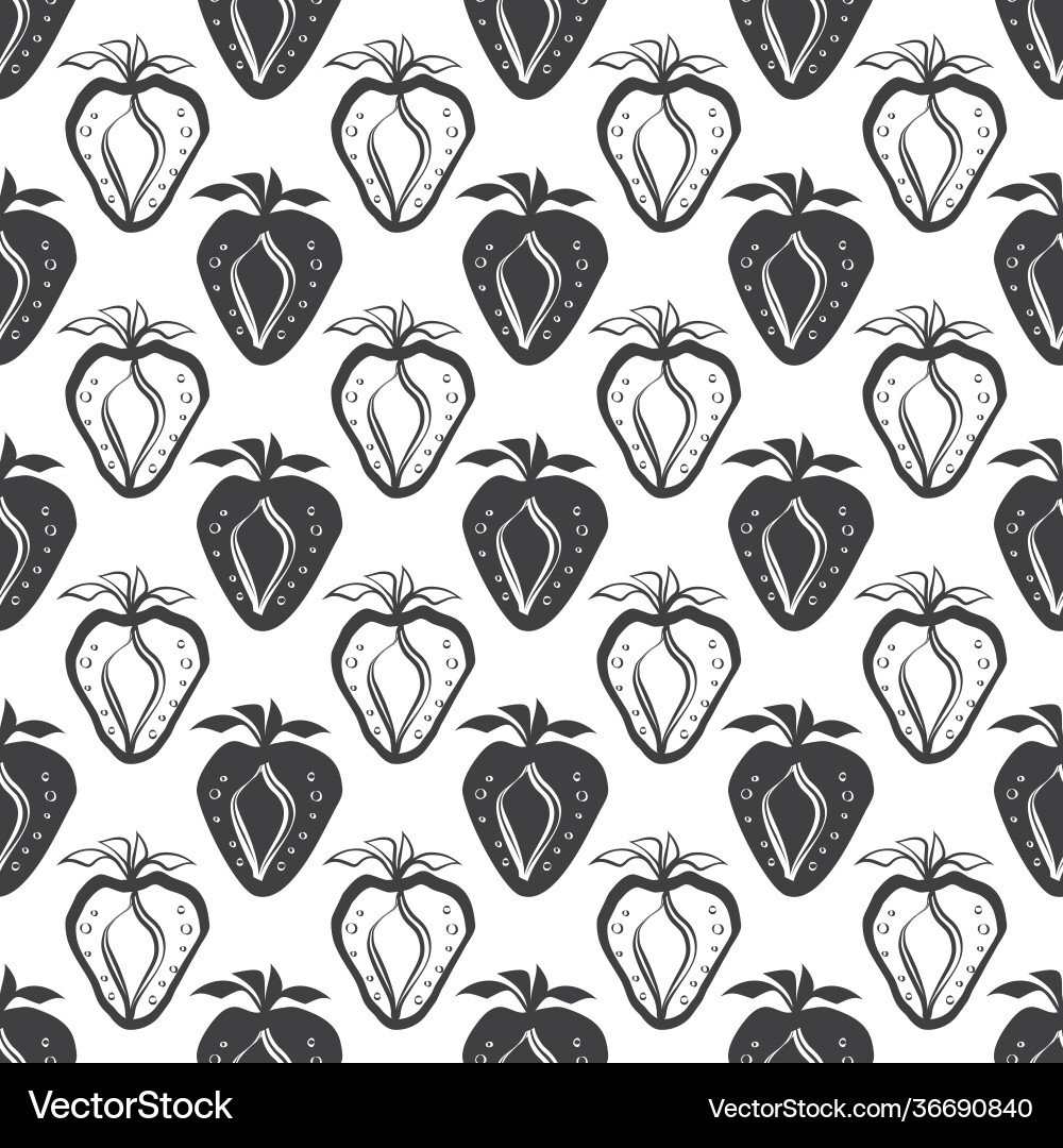 Strawberry linocut seamless pattern Strawberry linocut seamless pattern Vector Image
