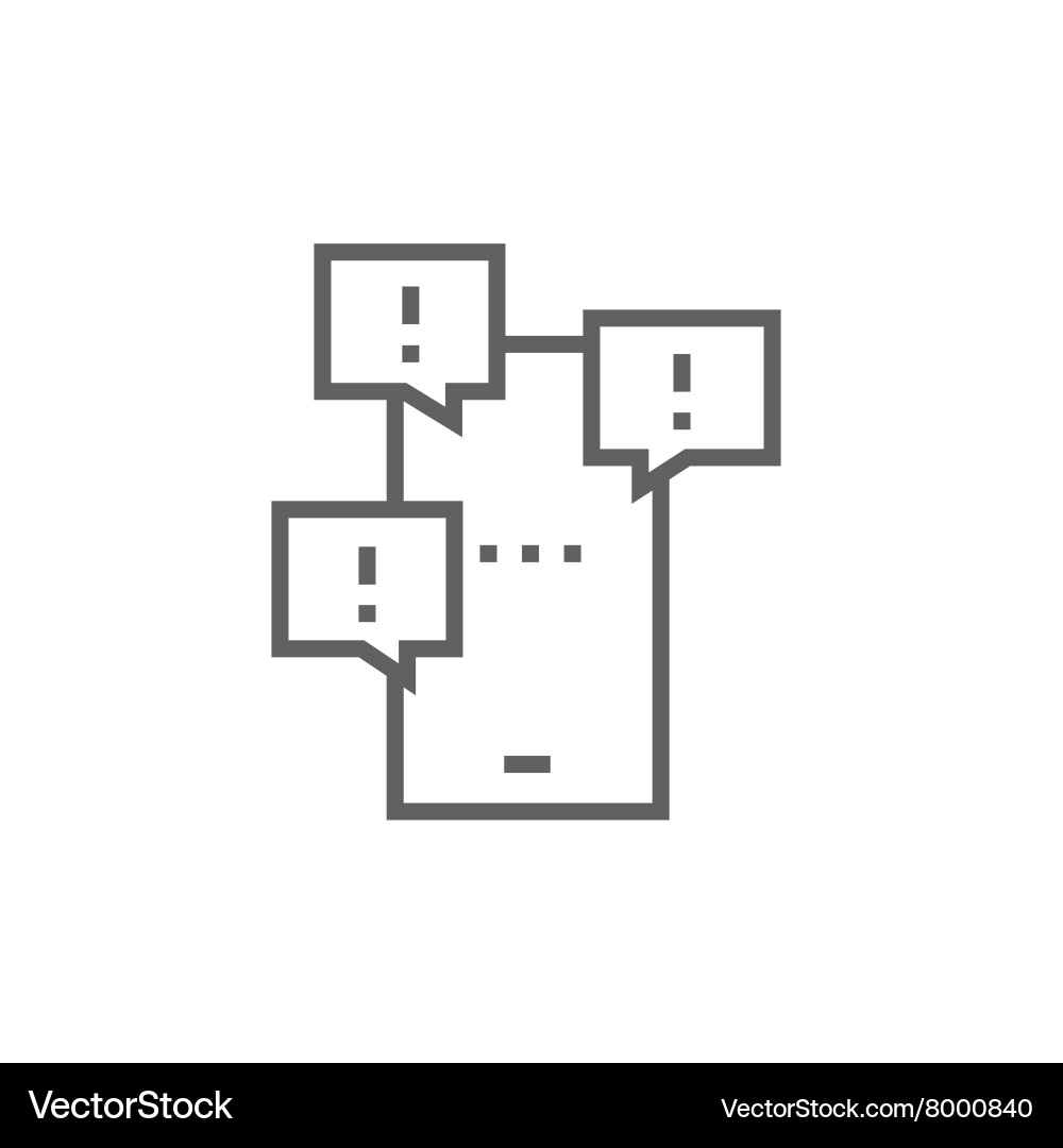 Touch screen phone with messages line icon vector image