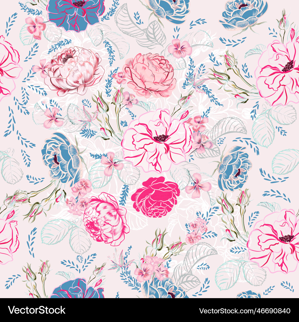 Vintage Rose Floral Pattern Vector Image