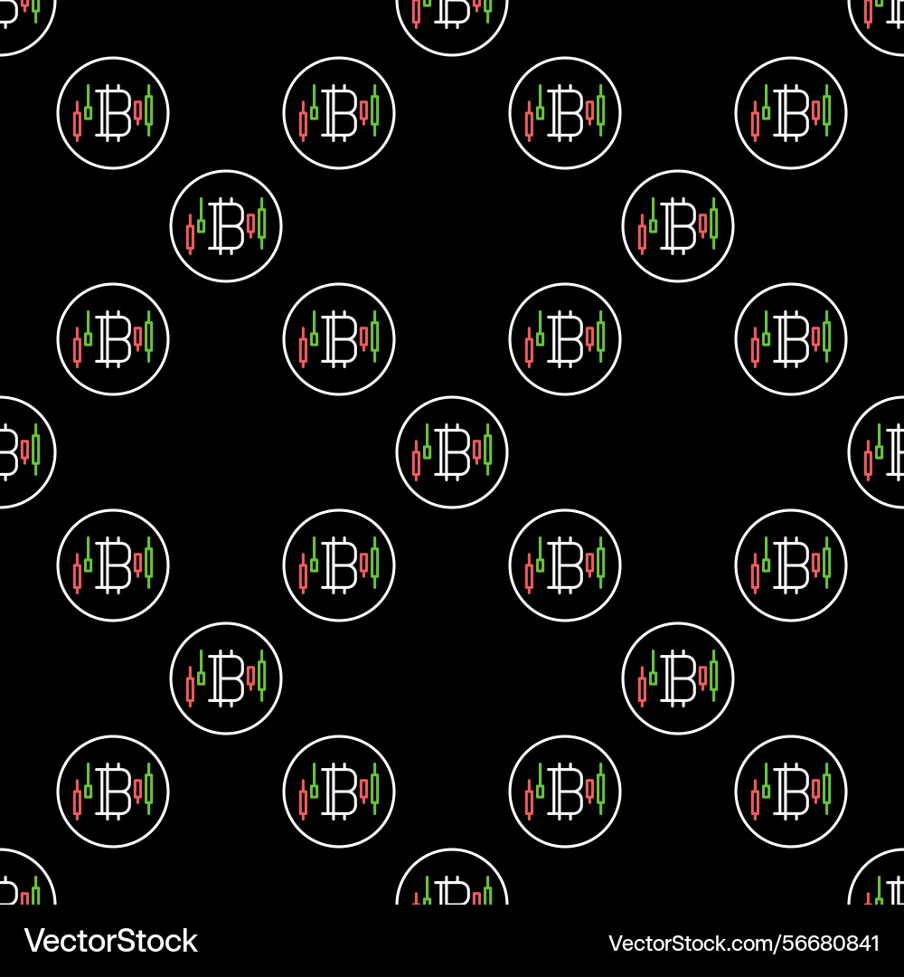 Bitcoin trading linear round seamless pattern Bitcoin trading linear round seamless pattern vector image