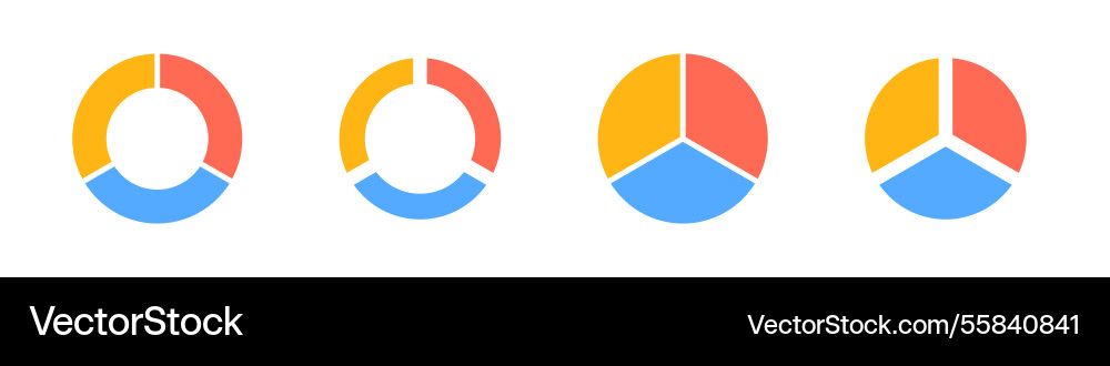 Bunte Kreisdiagramme mit segmentierten Daten Vektorbild