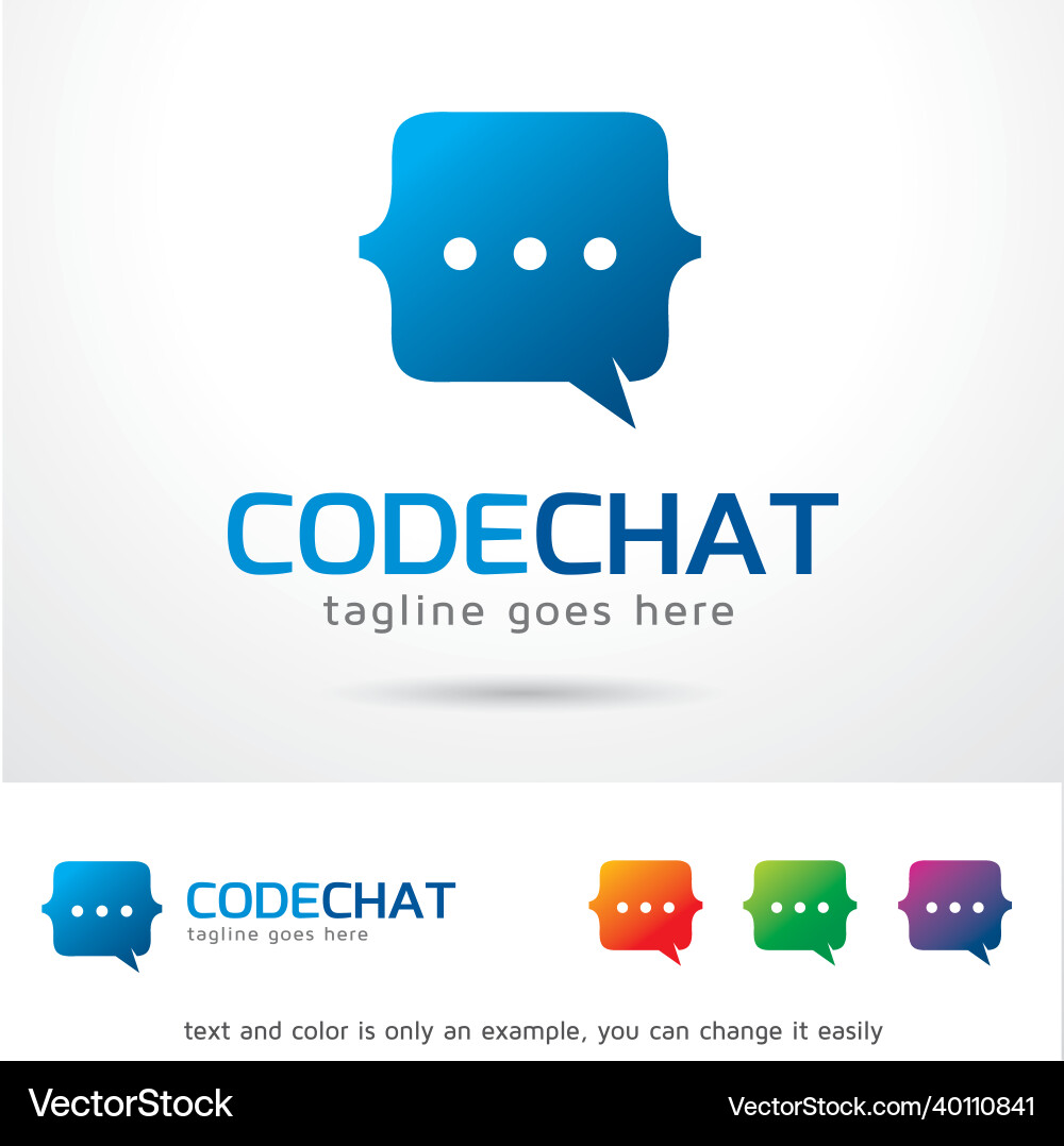 Code chat logo template Code chat logo template vector image