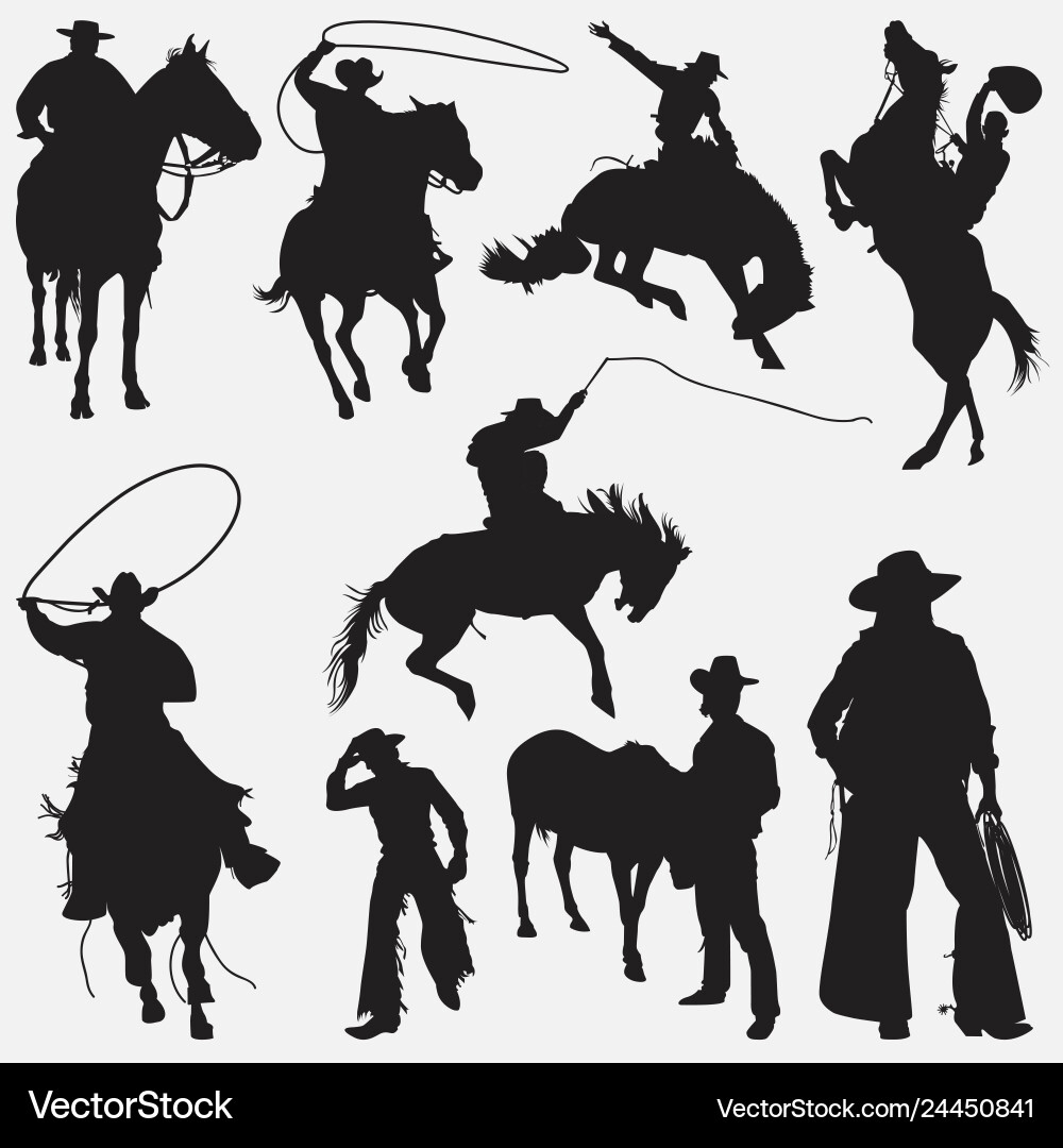 Cowboy Silhouettes Vector Image