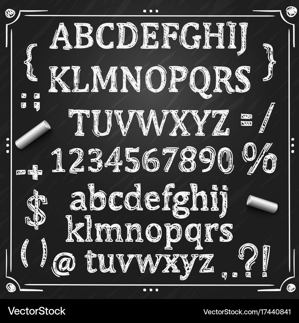 Cyrillic Sketch Alphabet & Numbers Board Vector Image
