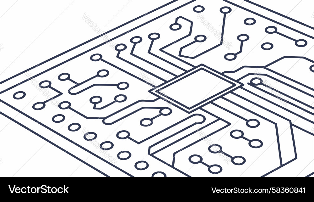 Digital Processor Circuit Board Vector Image
