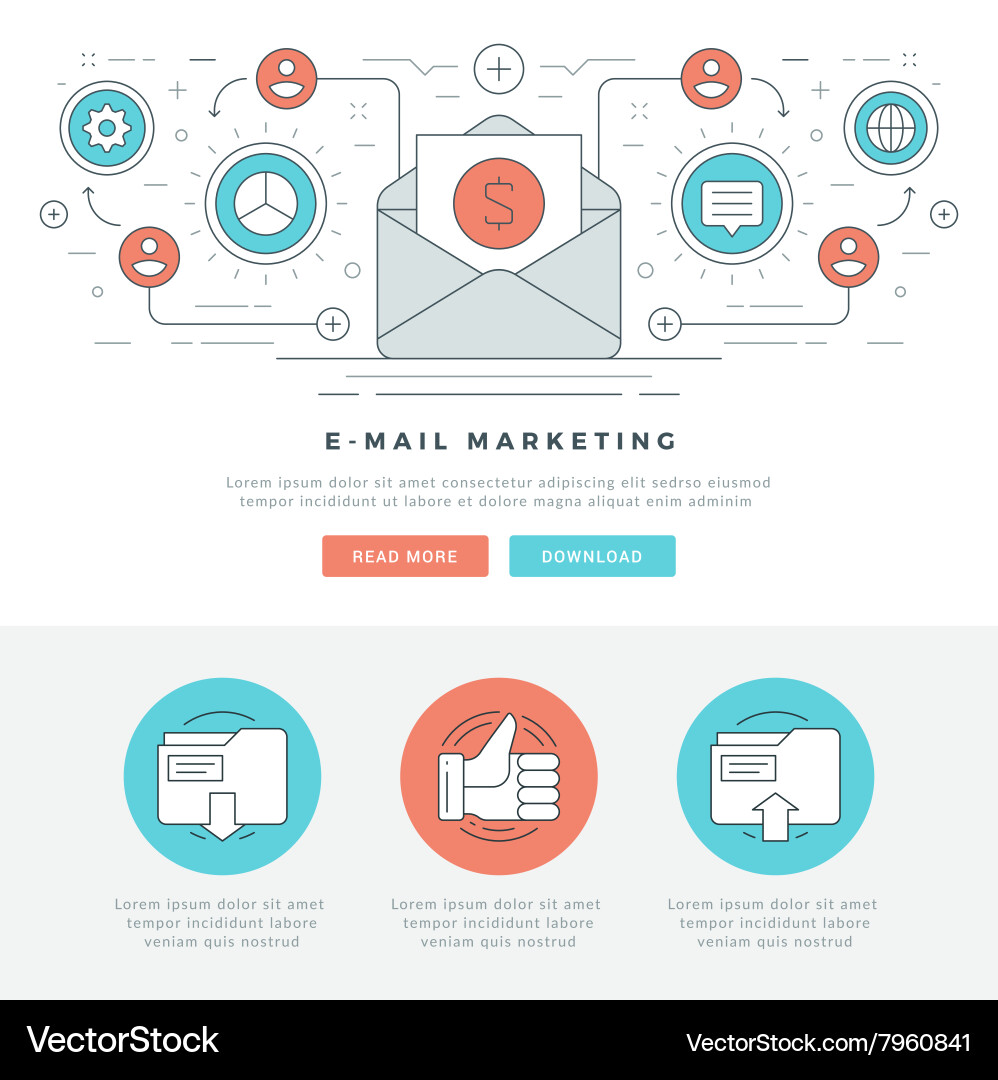 Flat line business concept web site header vector image