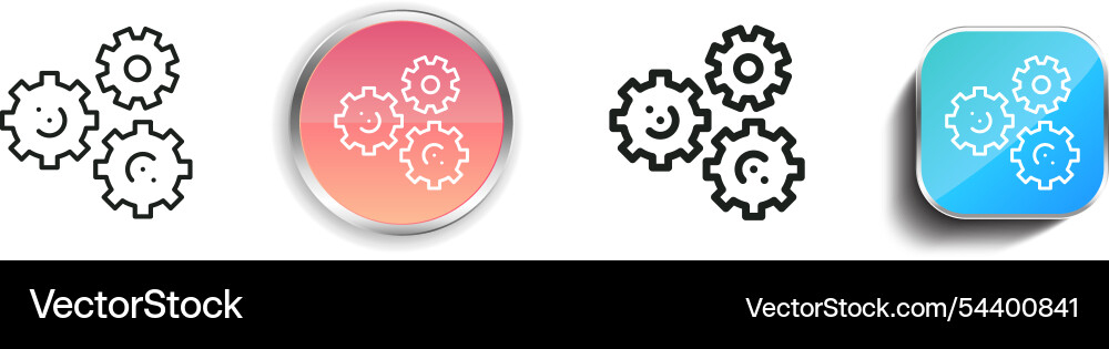 Gears icon thin linear regular and button style vector image