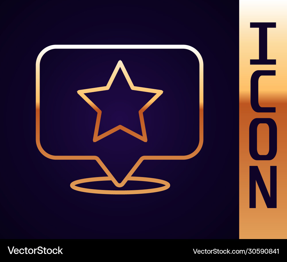 Gold line map pointer with star icon isolated Gold line map pointer with star icon isolated vector image