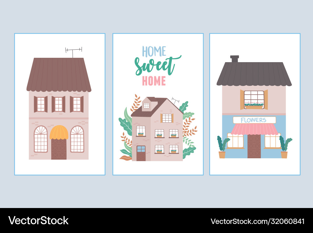 Home Süße Häuser Wohnstadt Home Süße Häuser Wohnstadt vektorbild