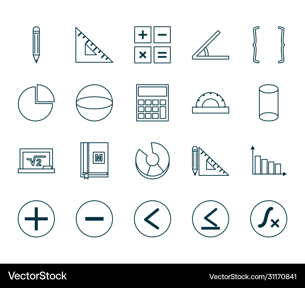 Math line style icon set design vector image