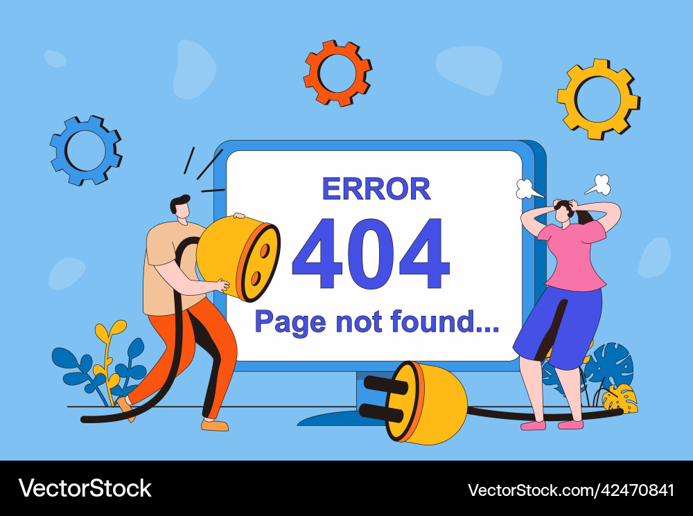 Page not found web concept in flat 2d design Page not found web concept in flat 2d design Vector Image