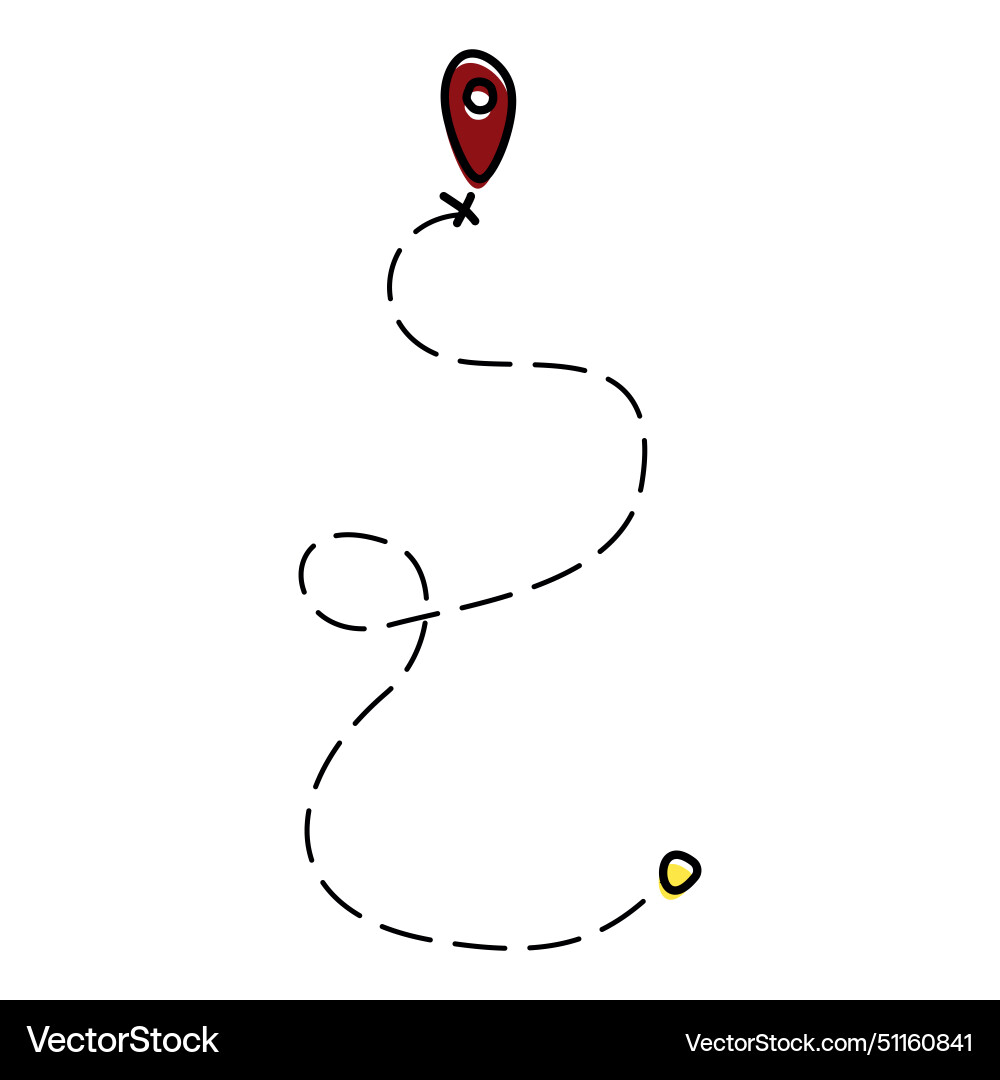 Road line path icon of route with start point Road line path icon of route with start point vector image