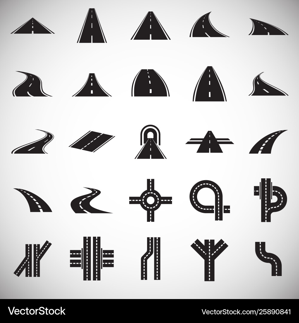 Roads icons set on background for graphic and web Vector Image
