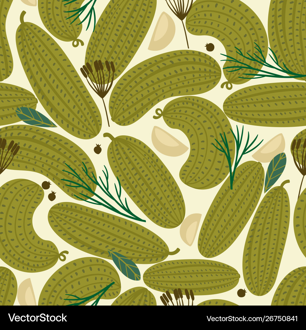 Seamless pattern with canned cucumbers Vector Image