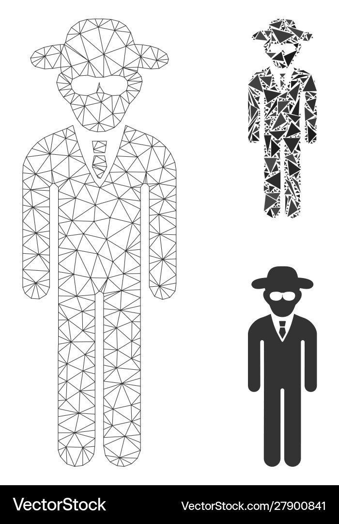 Security agent mesh 2d model and triangle Security agent mesh 2d model and triangle vector image