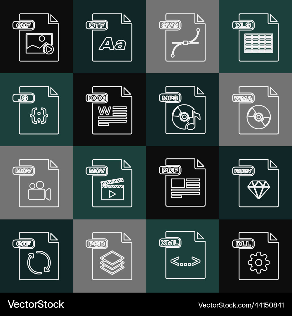 Set line dll file document ruby wma svg doc Set line dll file document ruby wma svg doc vector image