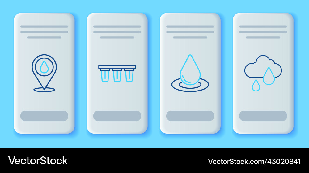 Set line water filter drop with location Set line water filter drop with location vector image