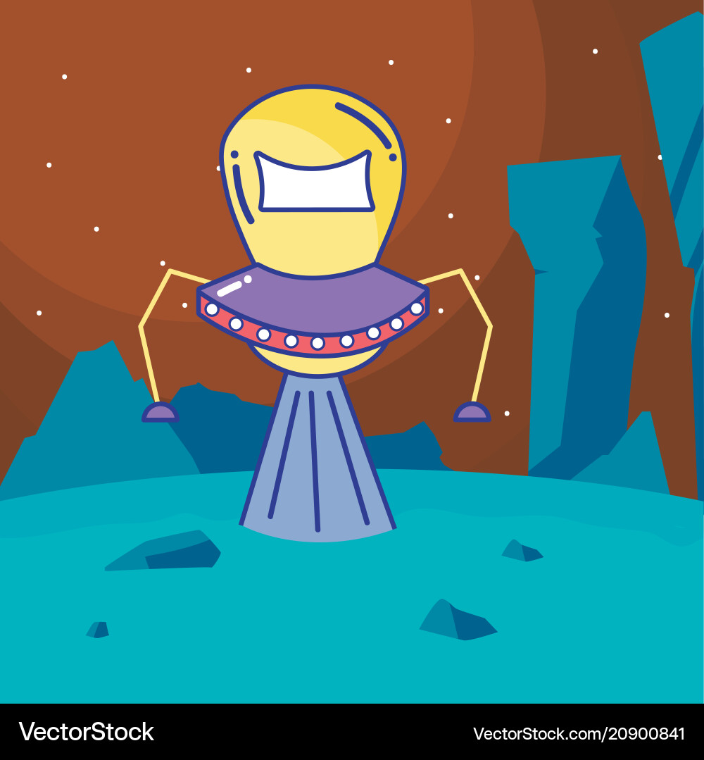 Spaceship taking off from planet Spaceship taking off from planet Vector Image