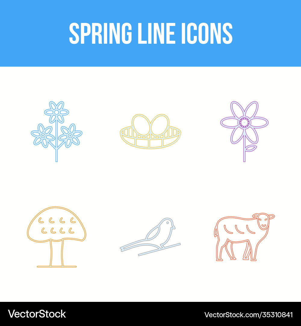 Spring line icon set vector image
