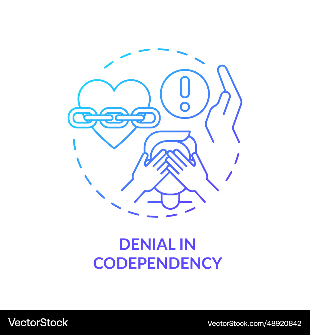 2d gradient icon denial in codependency concept 2d gradient icon denial in codependency concept vector image