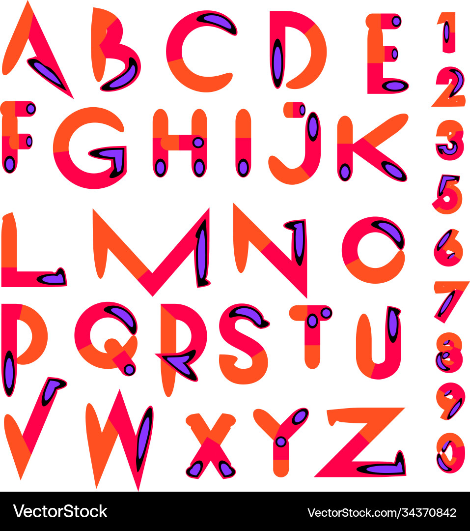 Abstract colorful font and alphabet Abstract colorful font and alphabet Vector Image