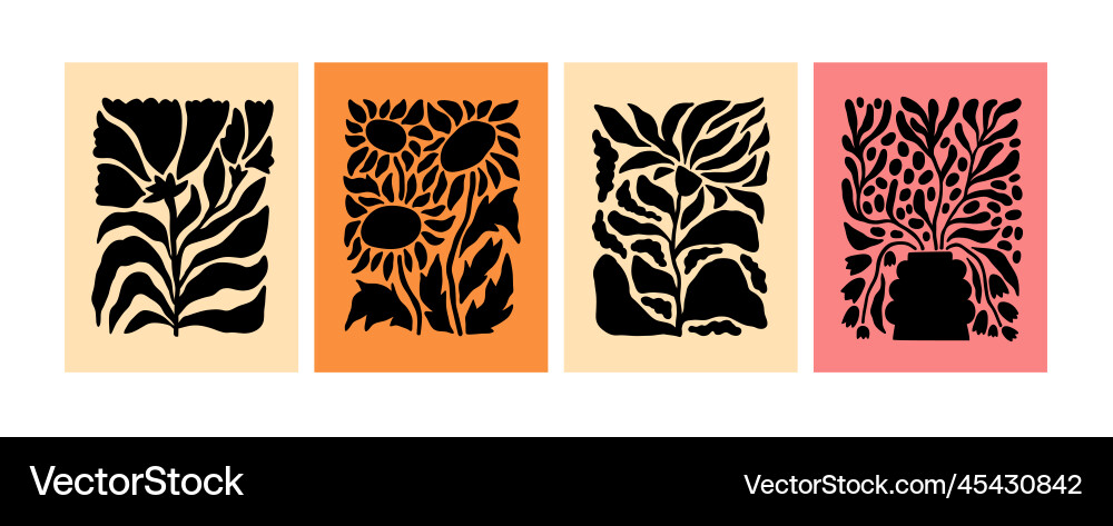 Abstract flower posters set modern wall art Abstract flower posters set modern wall art Vector Image