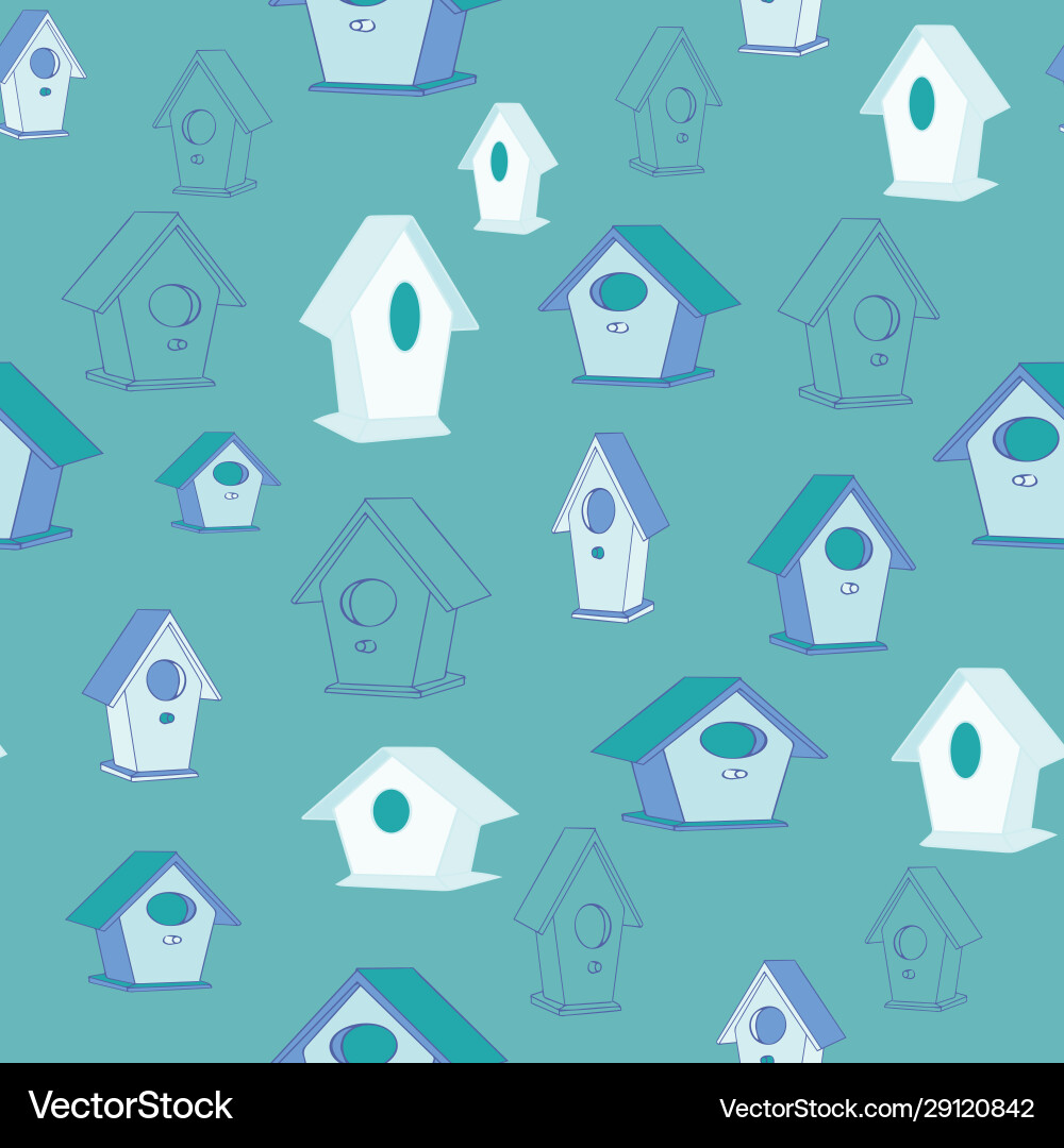 All shapes and sizes birdhouse pattern repeat vector image