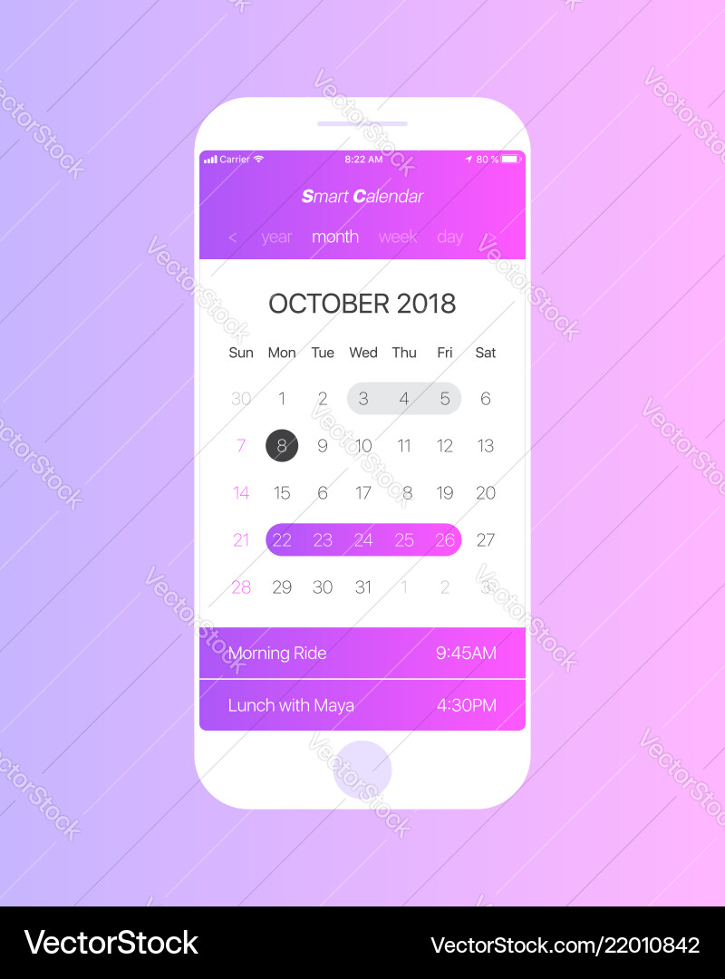 Calendar app ui concept Calendar app ui concept vector image