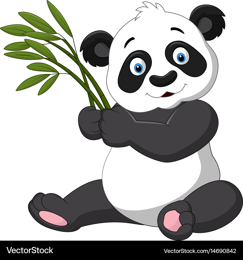 Cute Panda with Bamboo – Royalty-Free Vector | VectorStock