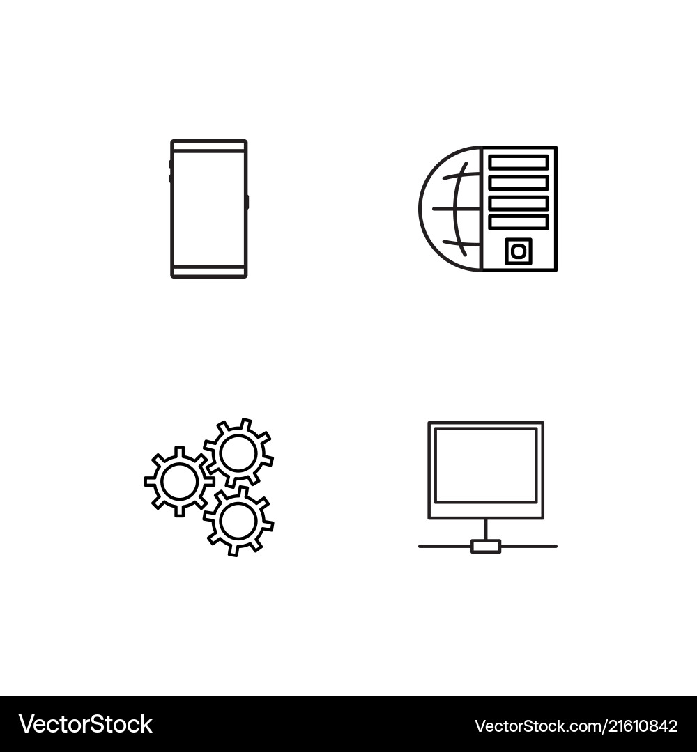 Data analytics linear icons set simple outline vector image