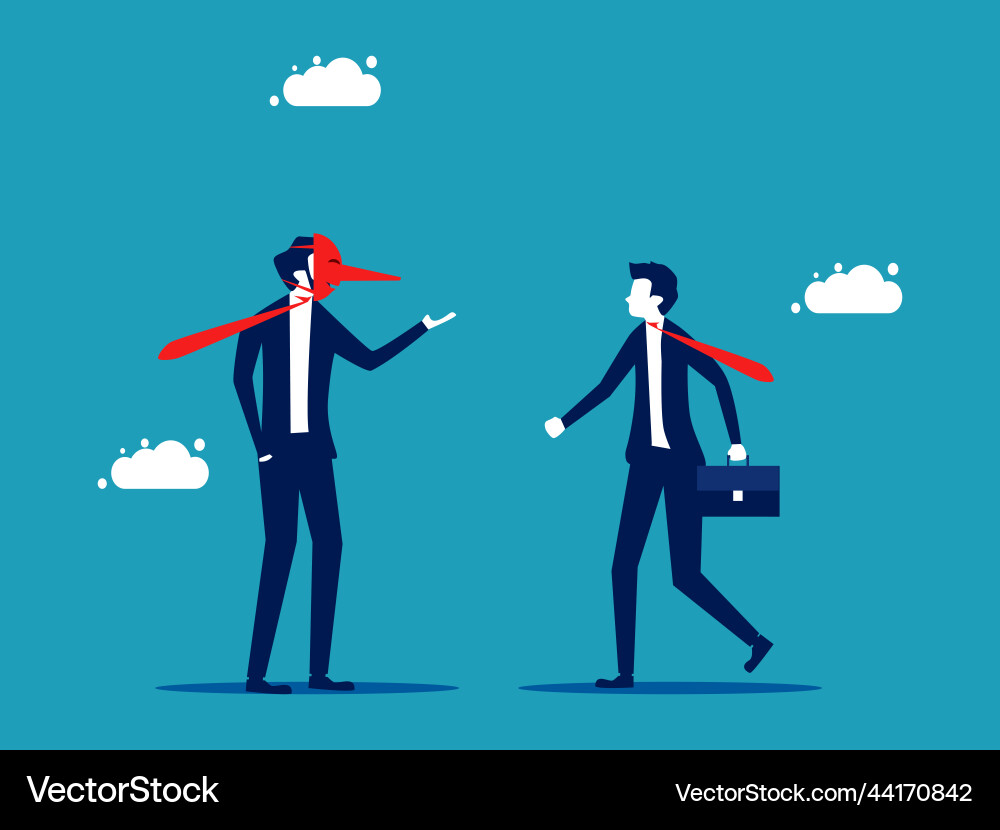 Dishonesty and lies a businessman wearing fake Dishonesty and lies a businessman wearing fake vector image