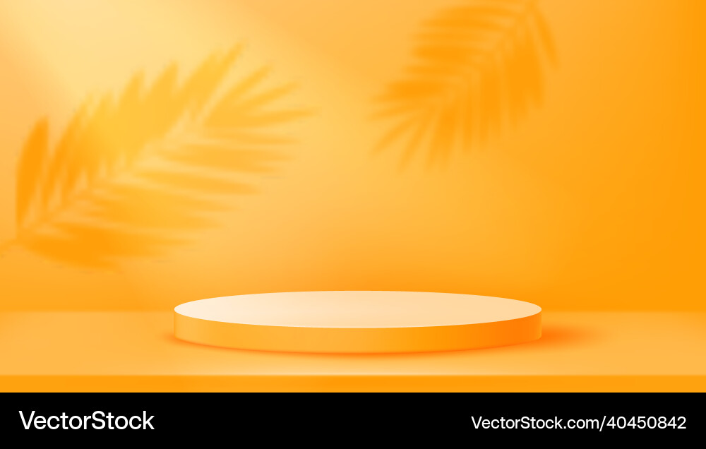 Empty illuminated room with circle platform vector image
