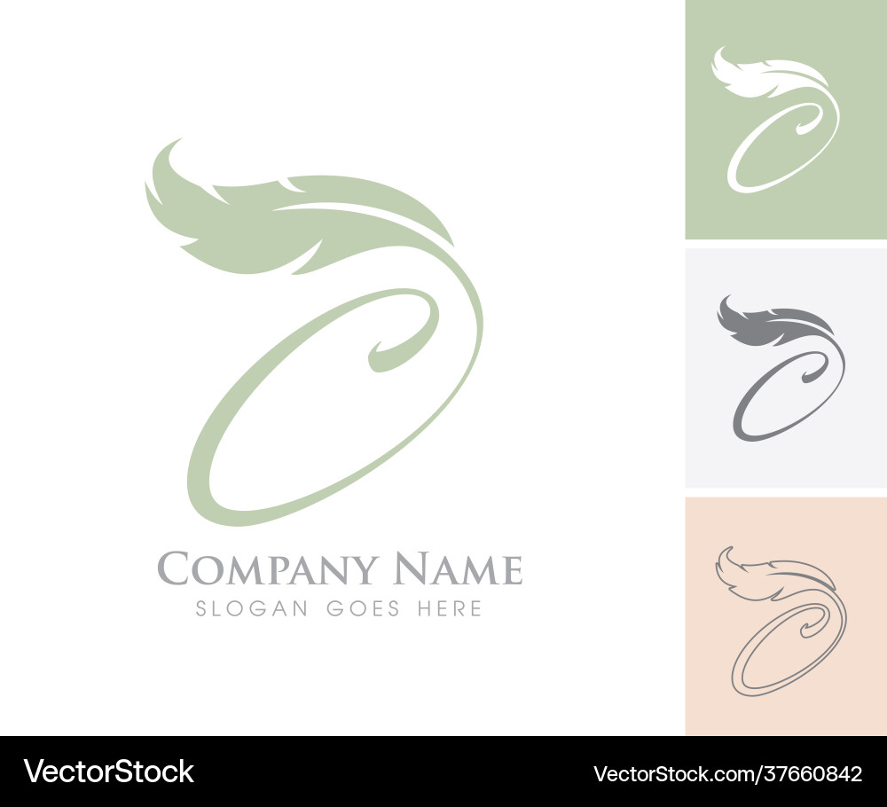 Feather monogram initial letter c vector image