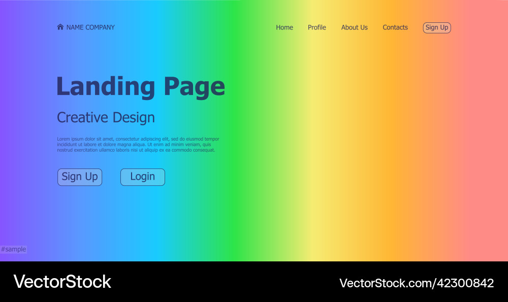 Gradient colorful rainbow web landing page Gradient colorful rainbow web landing page Vector Image