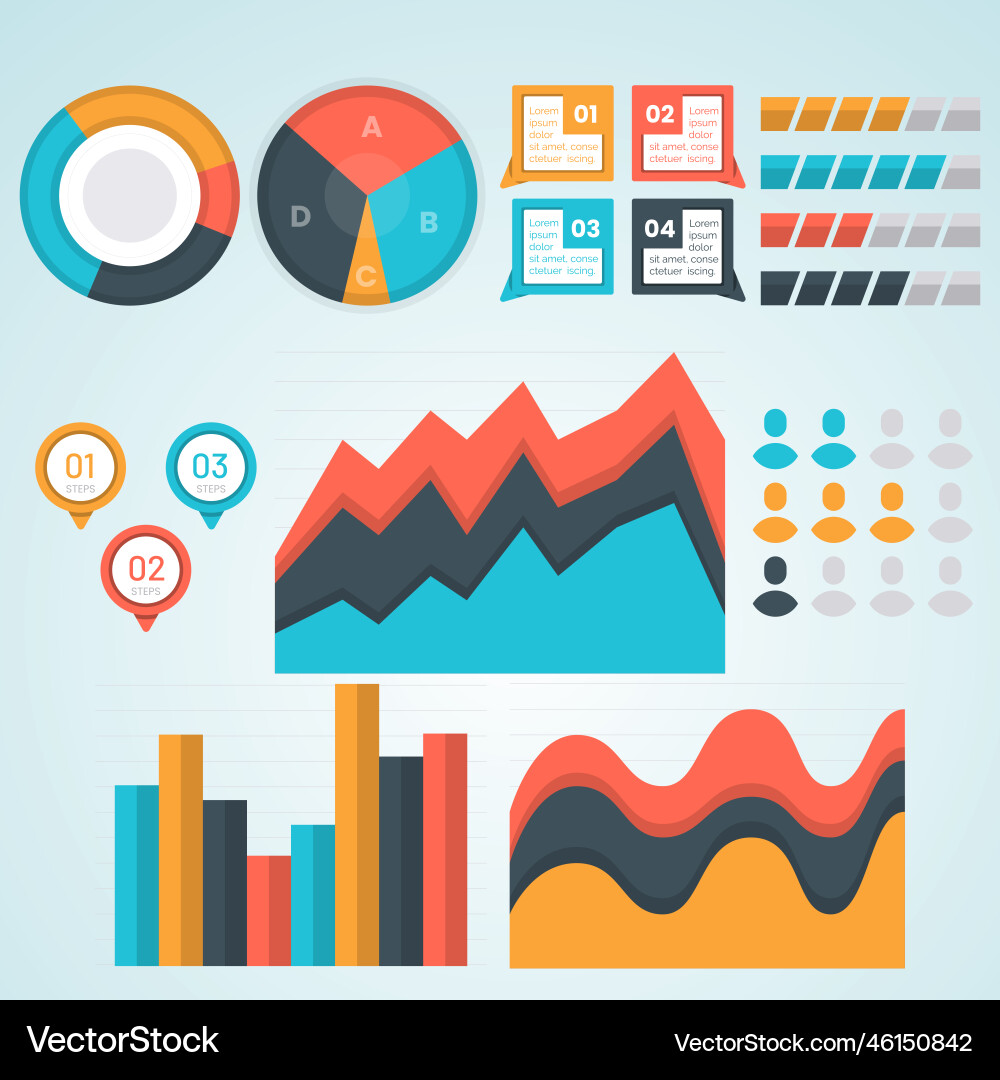 Gradient infographic element collection set Gradient infographic element collection set vector image