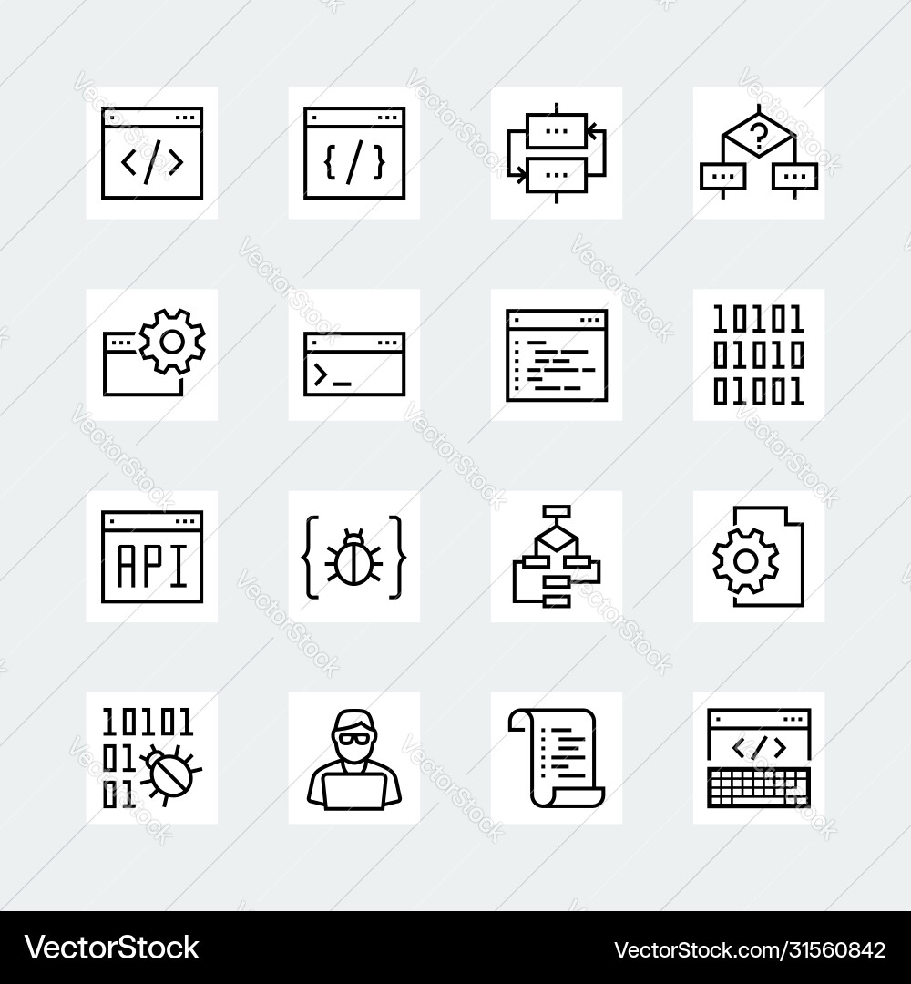 Kodierung und Programmierung Icon Set vektorbild