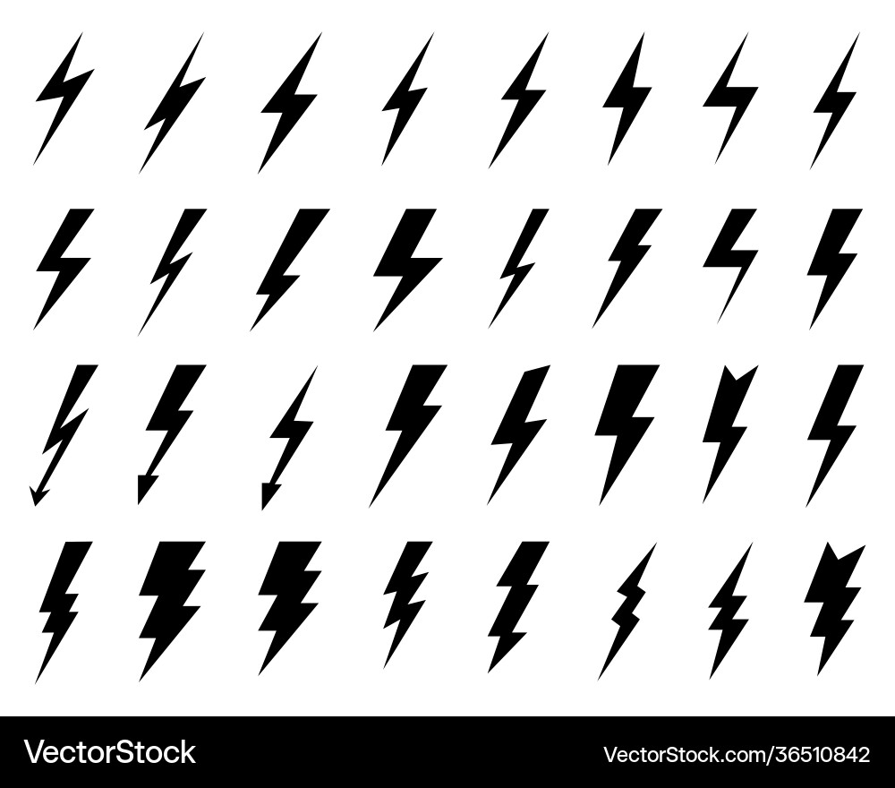 Lightning and Flash Icons vector image