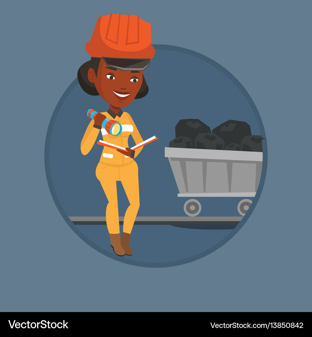 Miner checking documents Miner checking documents vector image