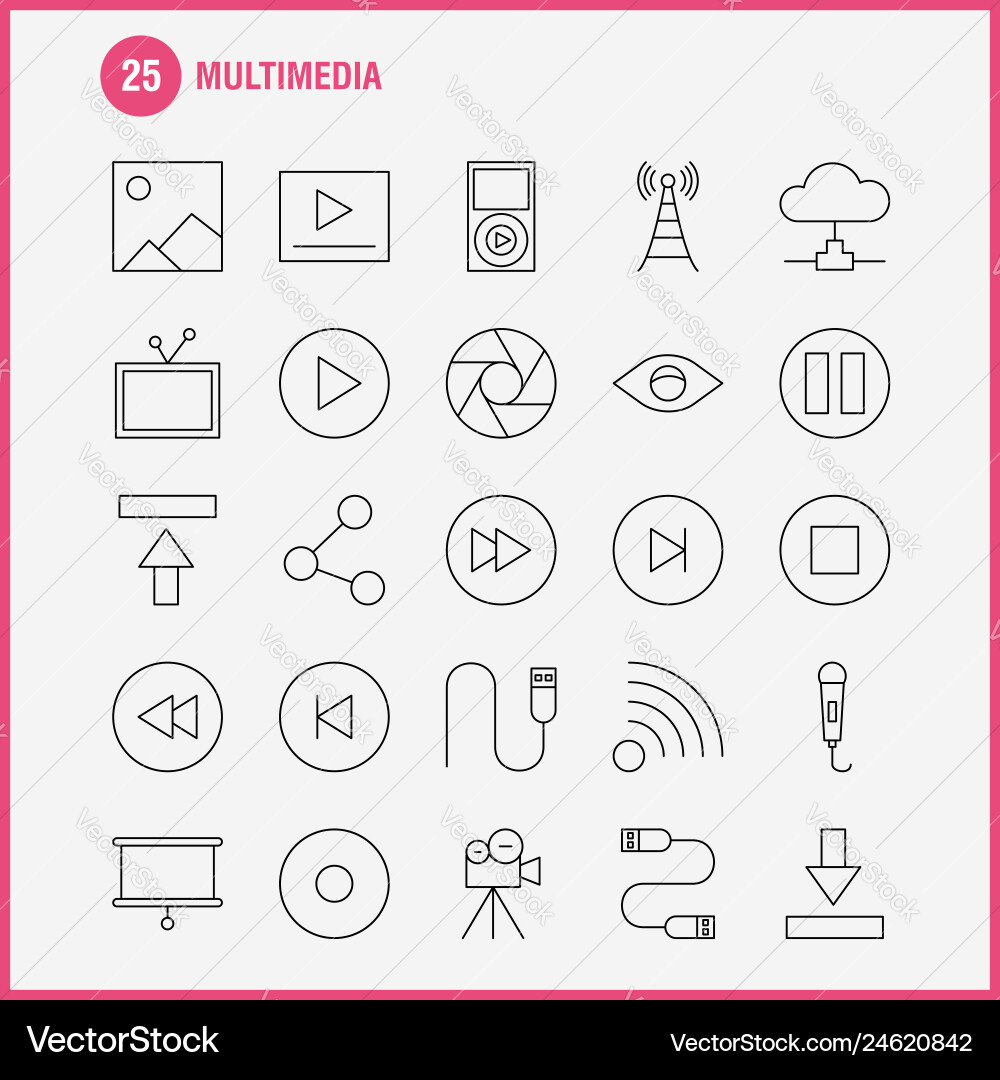 Multimedia line icon for web print and mobile vector image