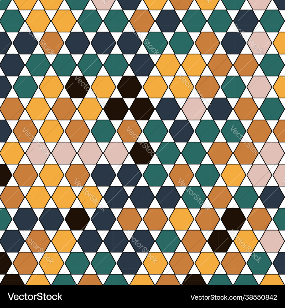 Seamless polygon pattern with colorful in dark bl Seamless polygon pattern with colorful in dark bl vector image