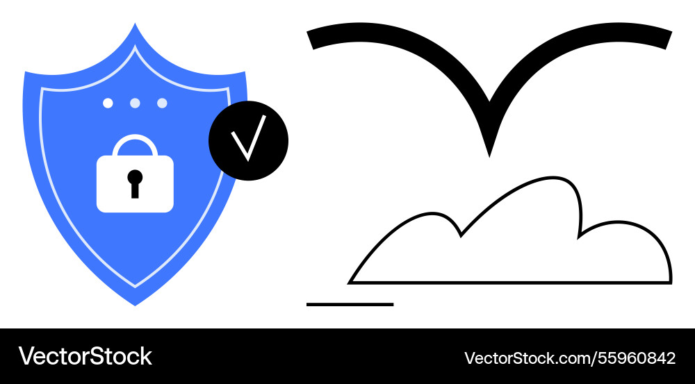 Secure cloud access with shield and lock icon Secure cloud access with shield and lock icon vector image