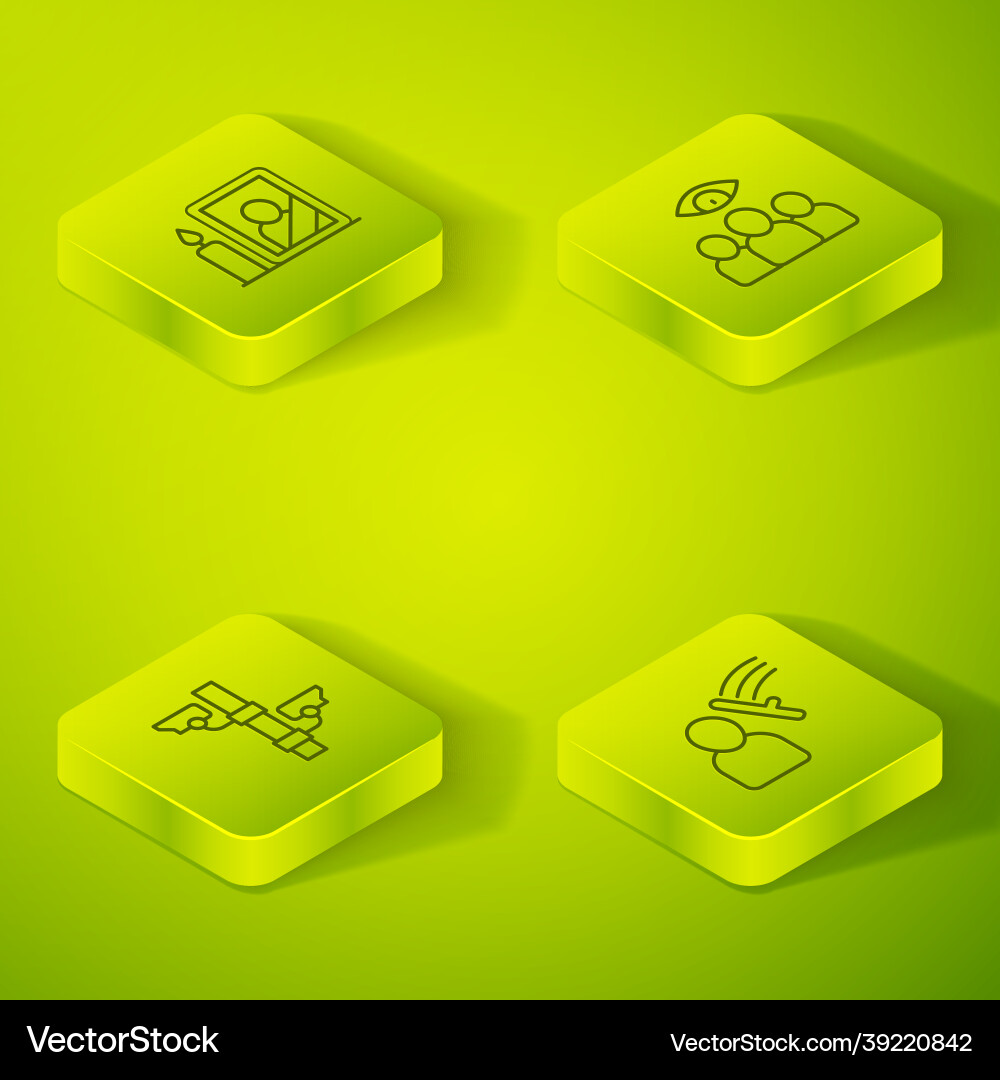 Set isometric line spy agent security camera Vector Image