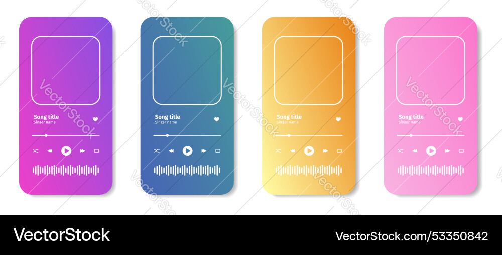 Set of audio player interface templates with album Vector Image