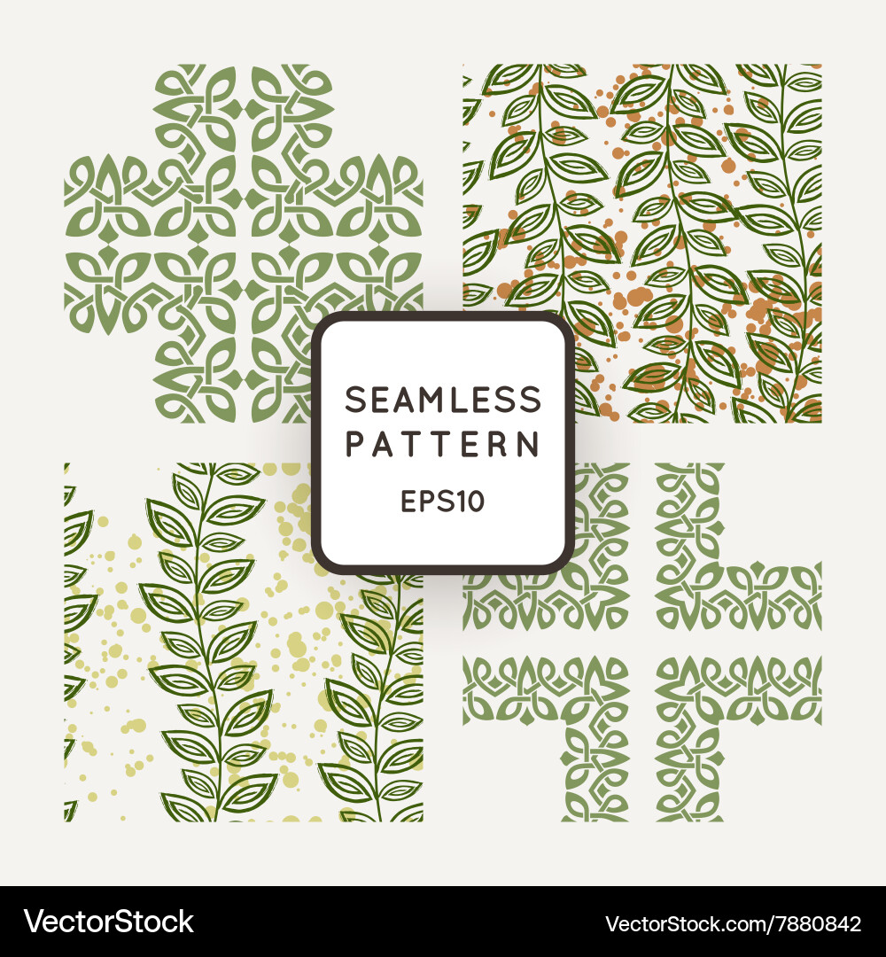 Set of seamless color pattern intersecting vector image