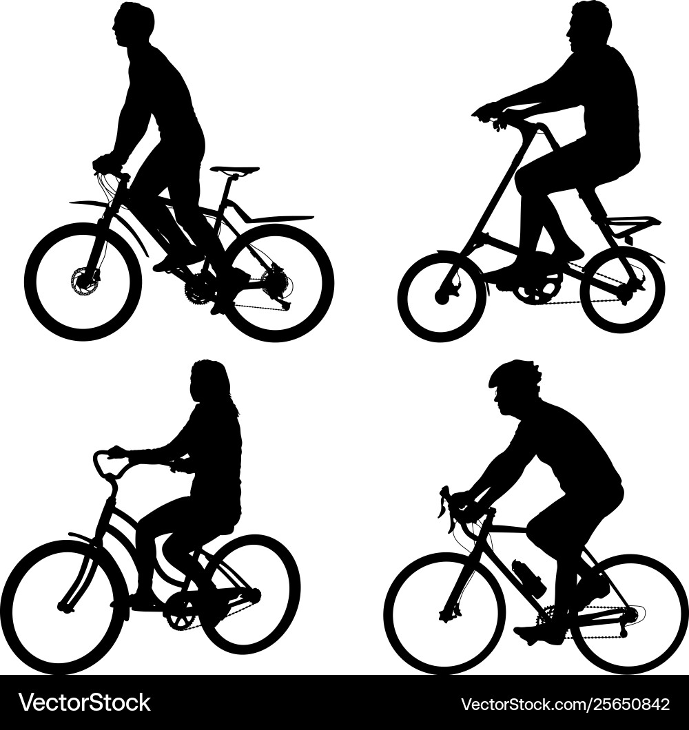 Set Silhouette ein Radfahrer männlich und weiblich Set Silhouette ein Radfahrer männlich und weiblich vektorbild