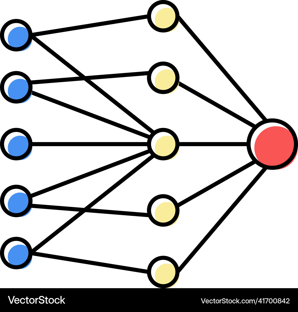 Single layer neural network color icon Single layer neural network color icon vector image