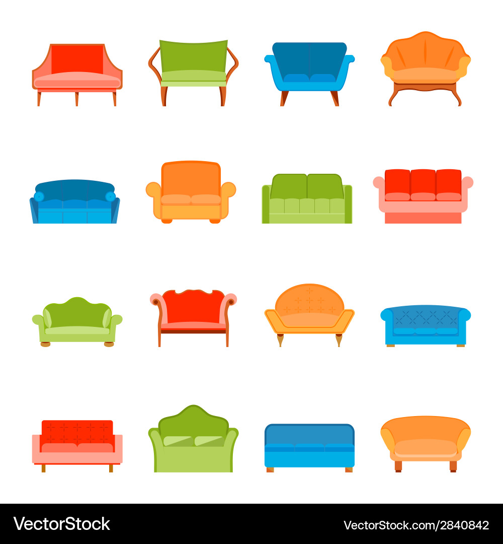 Sofa icon flat Royalty Free Vector Image - VectorStock