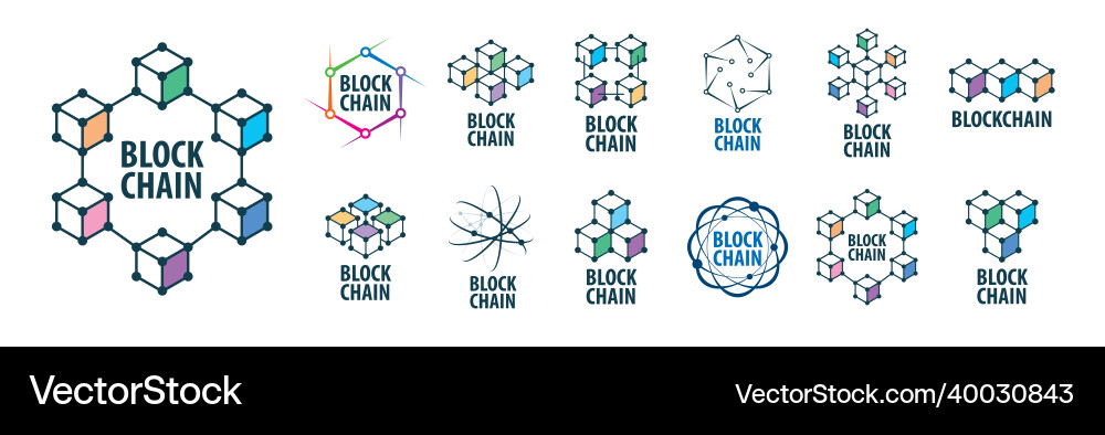 A set of abstract logos blockchain Vector Image