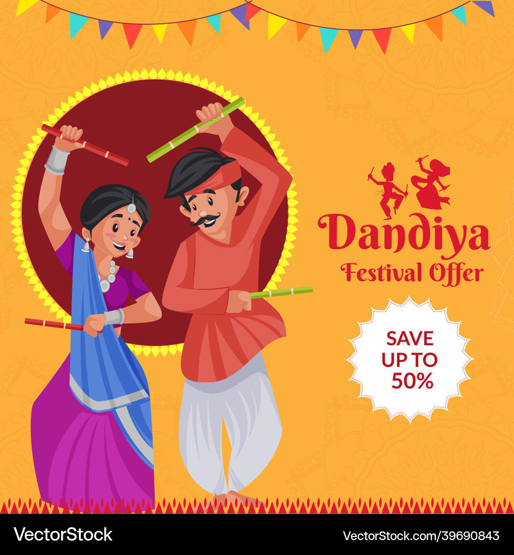 Banner design of dandiya festival offer Banner design of dandiya festival offer vector image